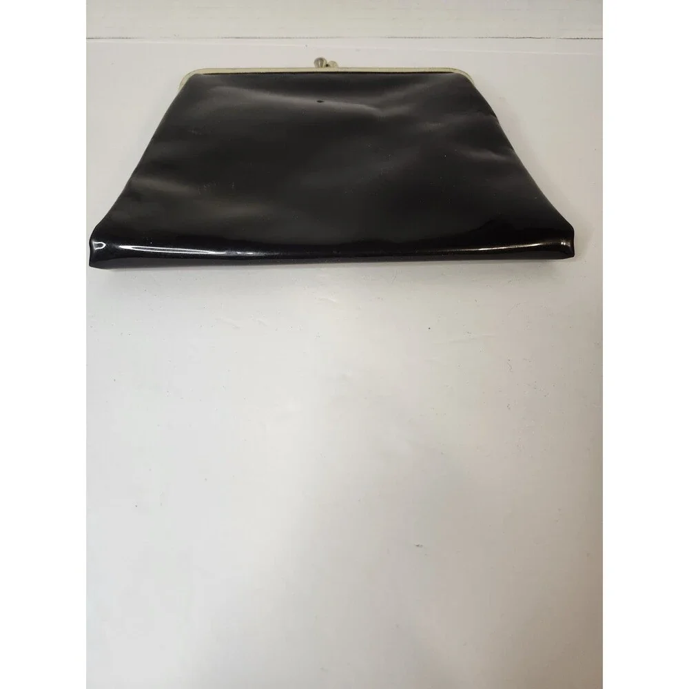vintage black patent leather clutch purse